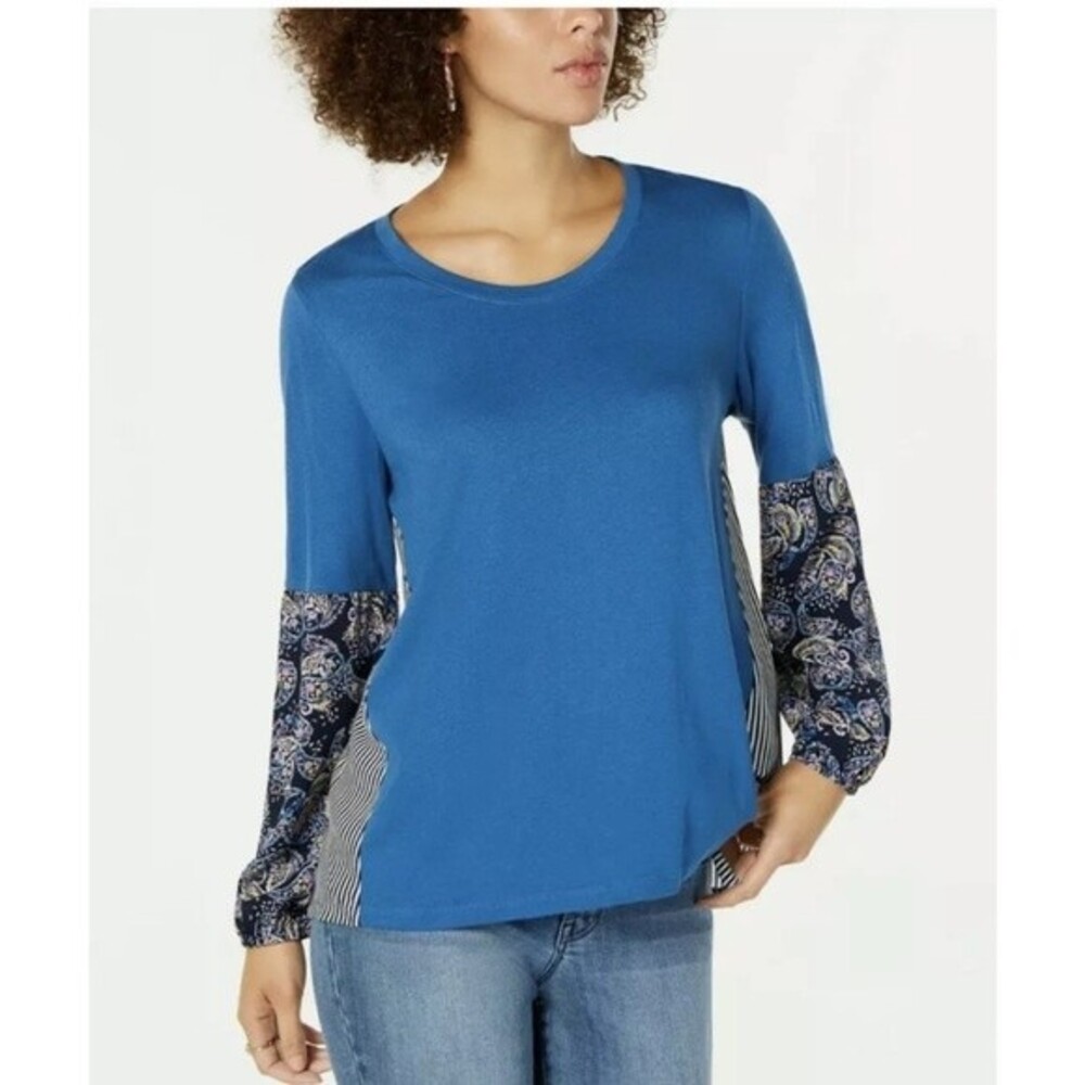 Style & Co. Women's Printed Crew Neck Pullover Top‎ Size XL